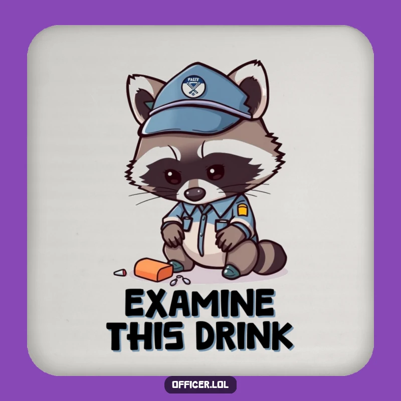 Funny Raccoon Officer Coasters (Set of 4) - Protect Surfaces with Investigative Charm
