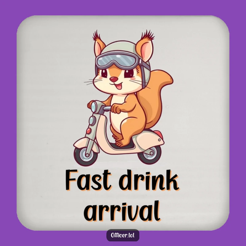 Funny Squirrel Coaster - Determined Rider Drink Gift