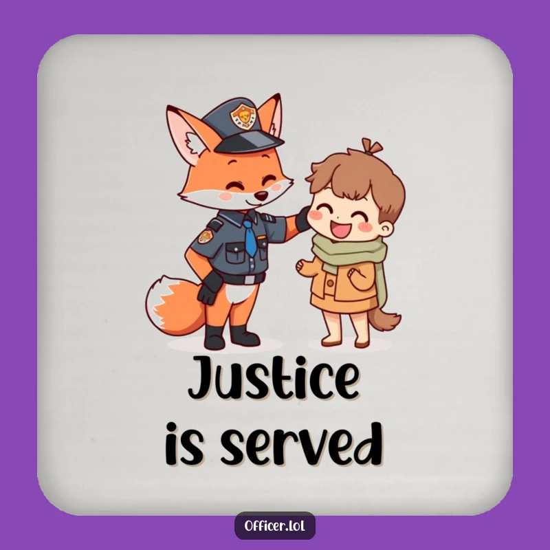 Funny Fox Officer Coaster Set: Protect Surfaces with Whimsical Charm