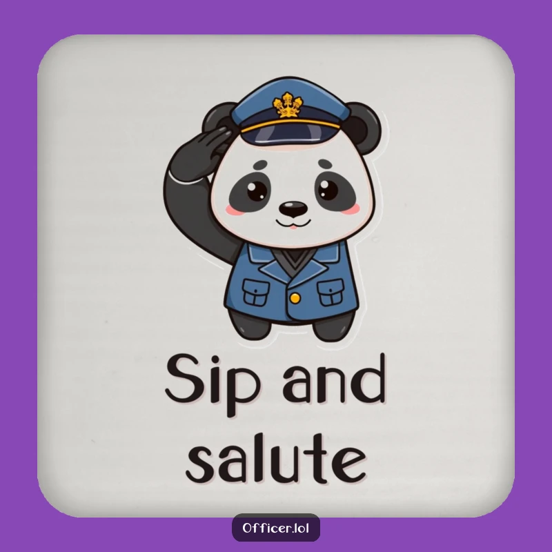 Funny Panda Officer Coaster - Protect Surfaces with a Smirk