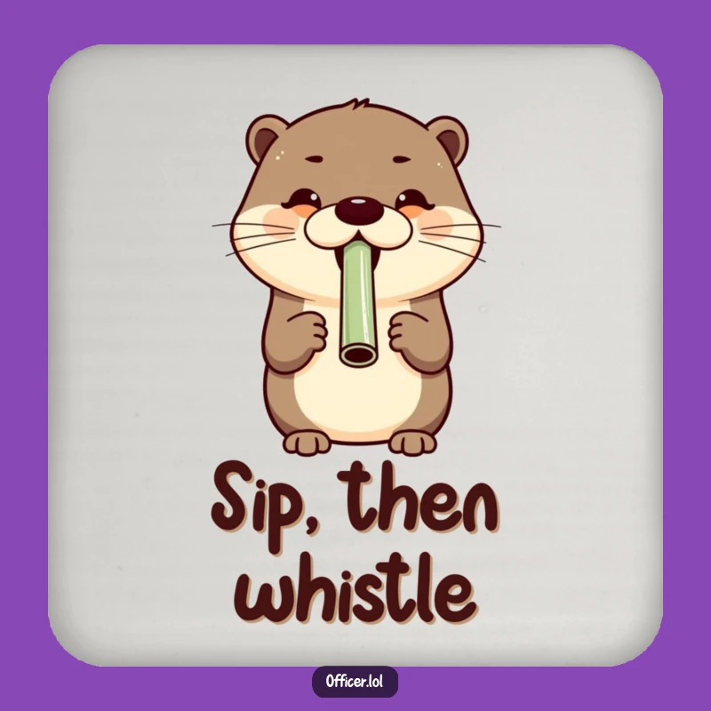 Funny Otter Whistle Coasters - Humorous Set for Cheerful Tables