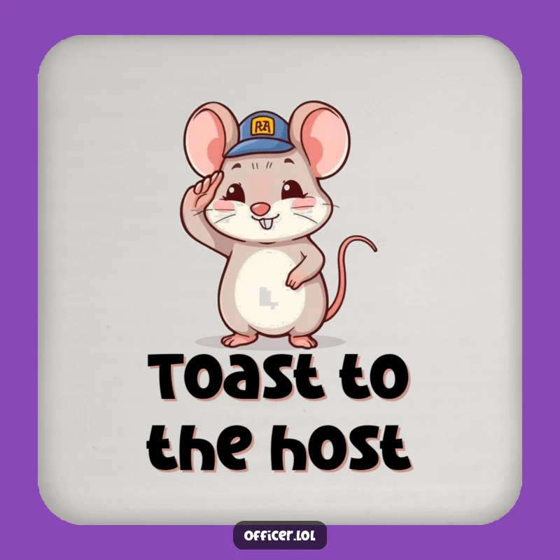 Funny Saluting Mouse Coaster: Tiny Hat Character Drink Holder, Charming Funny Gift