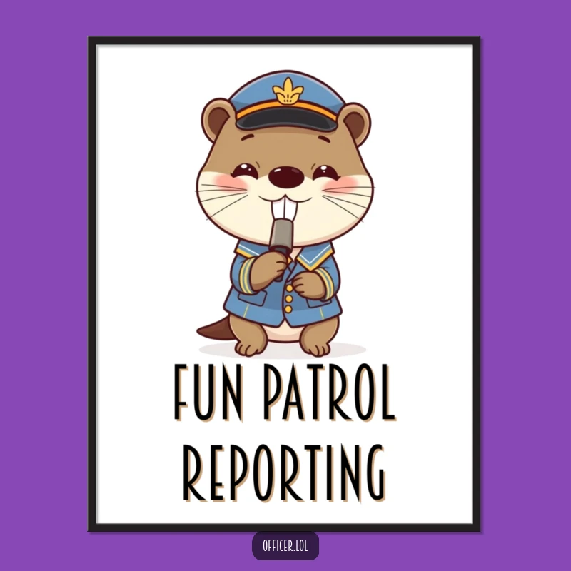 Funny Otter Poster: Playful Whistle Blower Art Print for Grins