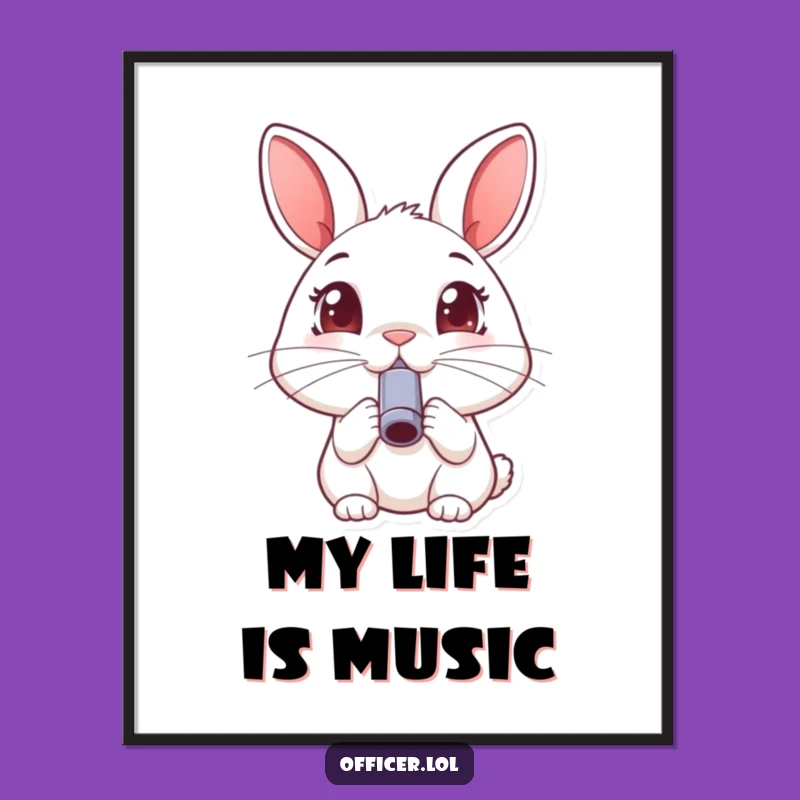 Funny Rabbit Whistle Poster: Joyful Animal Art, Perfect Humorous Decor Gift