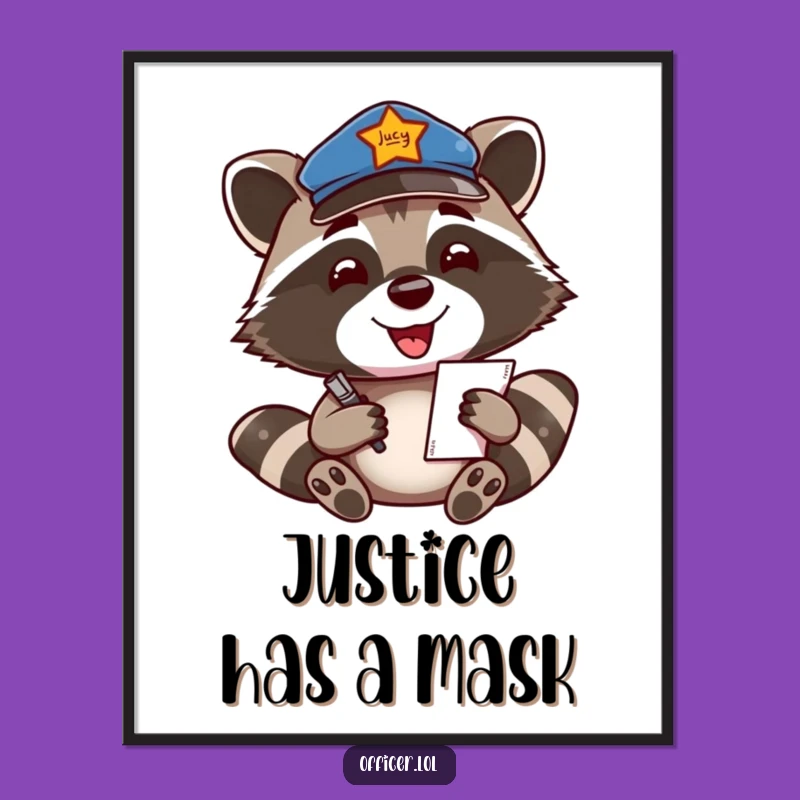 Funny Raccoon Officer Poster: Decorate with Enthusiasm and Patrol Charm