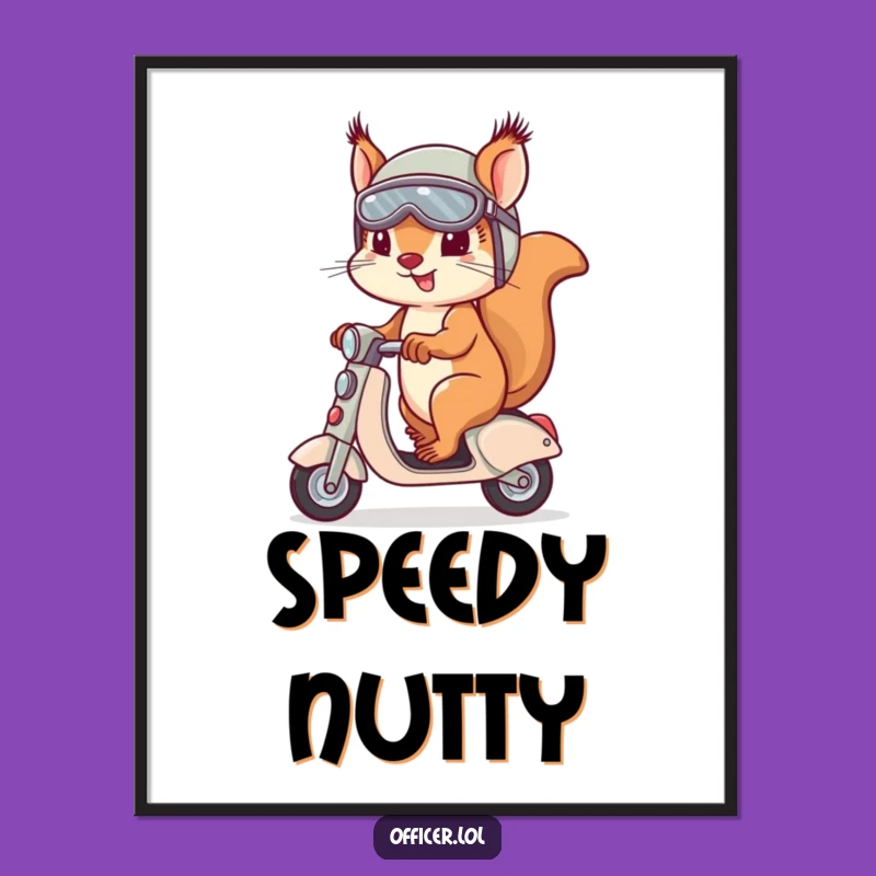 Funny Squirrel Poster - Determined Rider Wall Art