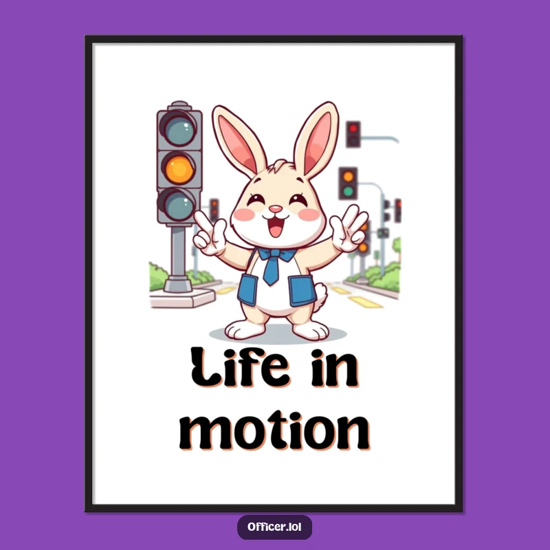 Funny Bunny Traffic Jam Poster: Bring Cheerful Chaos to Your Walls with This Art