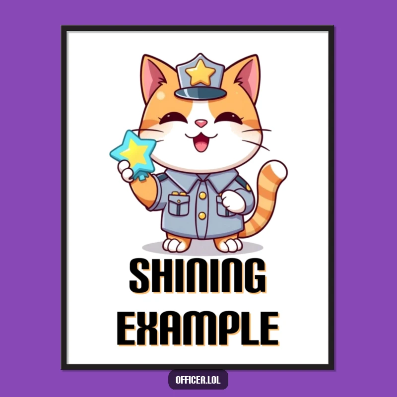 Funny Cat Poster: Happy Badge Holder Art Print for Proud Spaces
