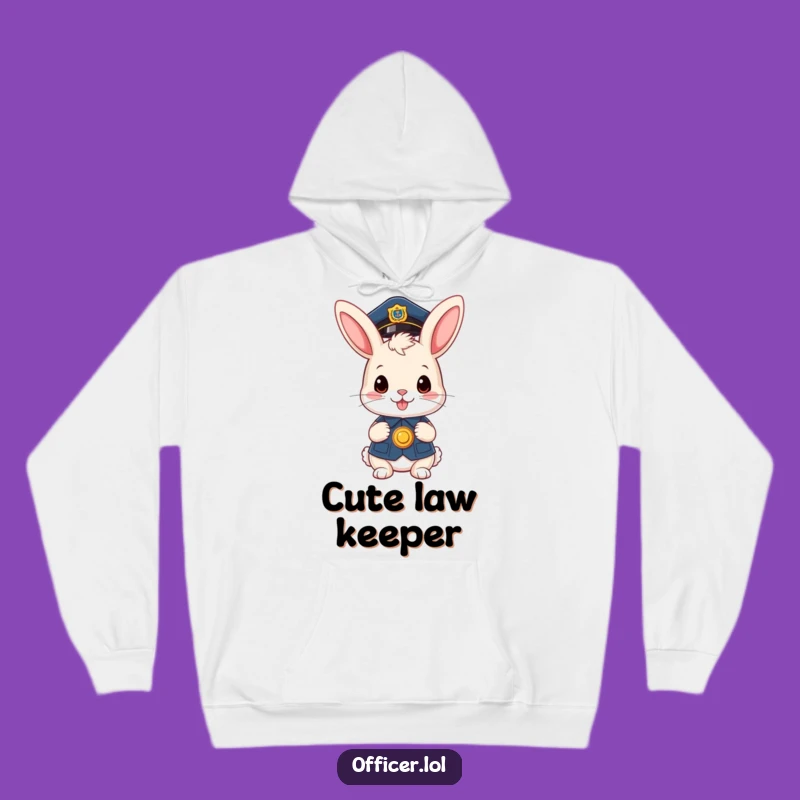 Cozy Funny Bunny Officer Hoodie: Stay Warm and Protected with Cute Authority!