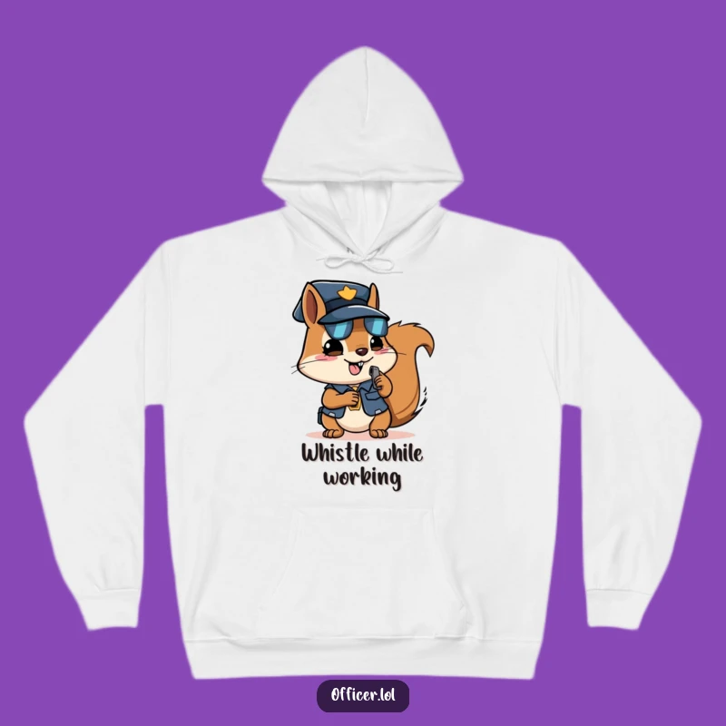 Cozy Funny Squirrel Officer Hoodie - Stay Warm with Determined Vigilance & Humor