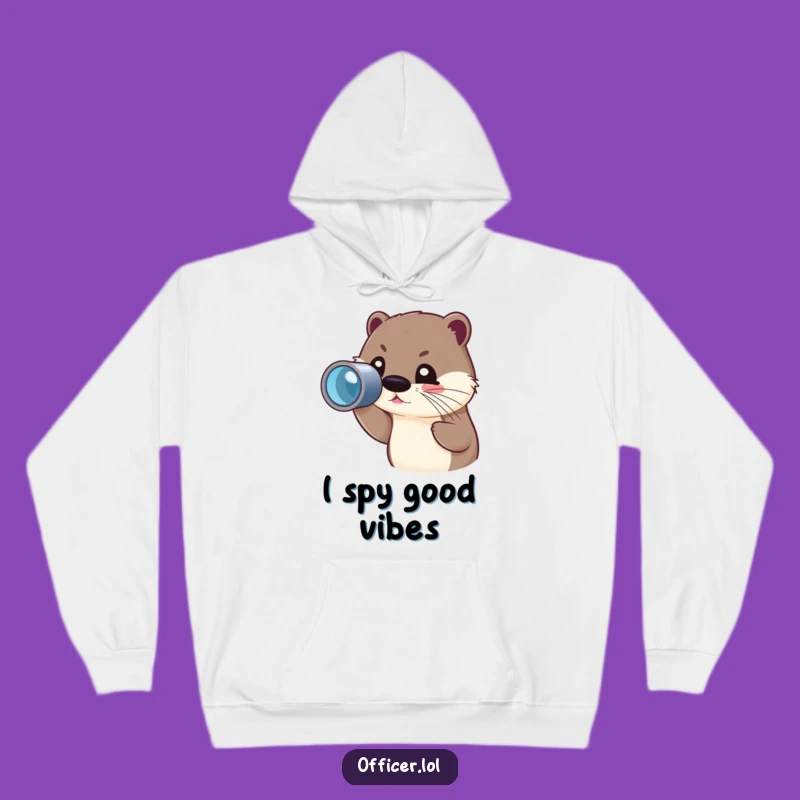 Funny Otter Spyglass Hoodie: Cozy Explorer Character, Warm Humorous Gift