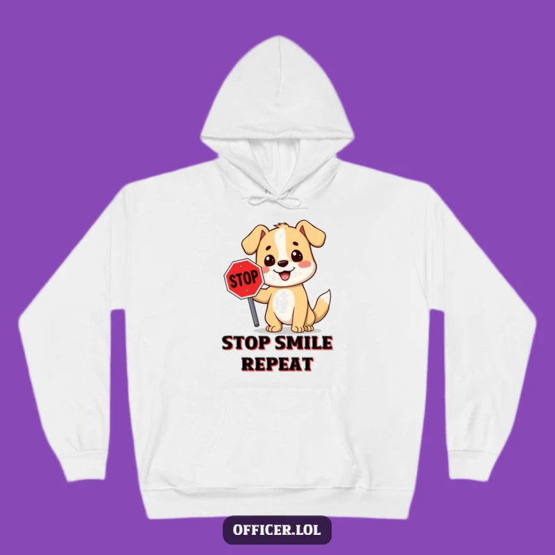 Cozy Funny Stop Sign Dog Hoodie: Warm Up With This Smiling Cartoon Canine Gift