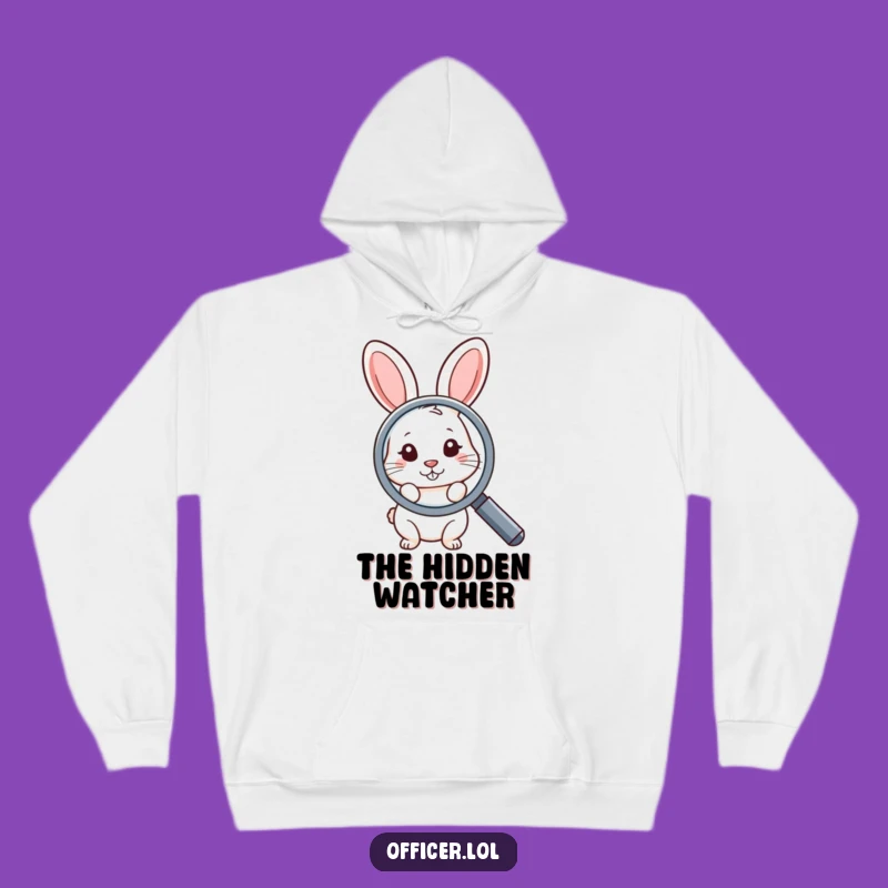 Funny Hoodie: Shy Rabbit Magnifying Glass - Cozy Curiosity & Warmth