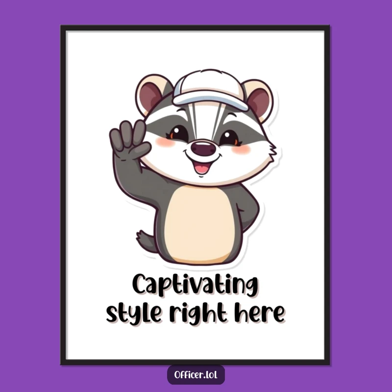 Funny Free Printable Wall Art: Jovial Badger Salute, Downloadable Decor