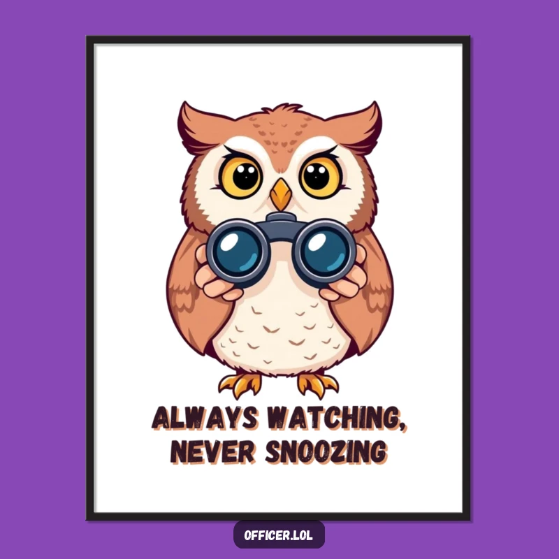 Free Printable Owl Wall Art: Curious Binoculars Funny Downloadable Home Decor