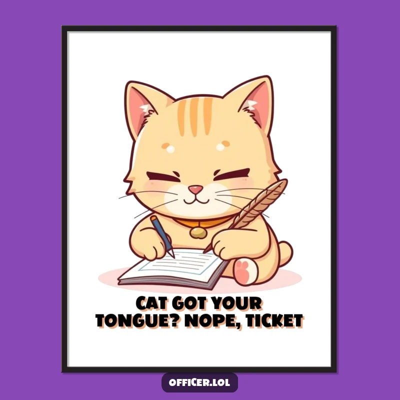 Free Printable Wall Art: Cat Cop Ticket, Humorous Downloadable Decor