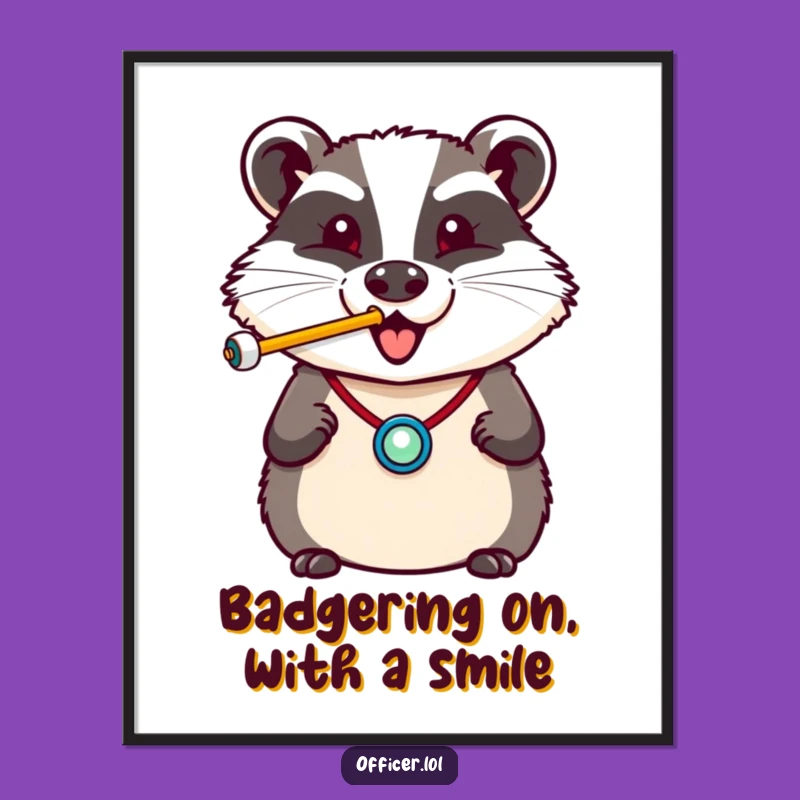 Free Printable Wall Art: Funny Badger Blows Whistle, Hilarious Downloadable Art!