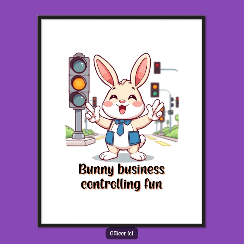 Free Printable Wall Art: Funny Bunny Traffic Controller Downloadable Decor