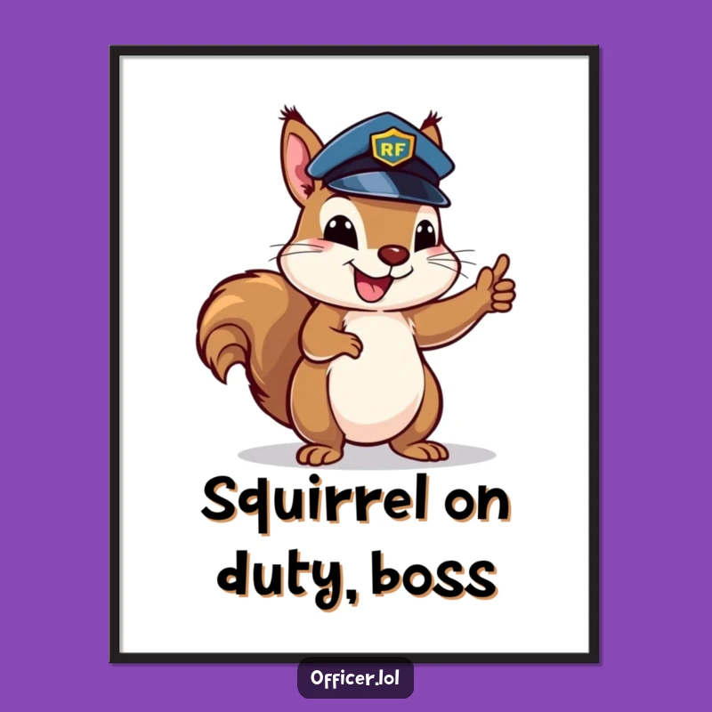 Free Printable Wall Art: Funny Officer Squirrel Decor Downloadable Art