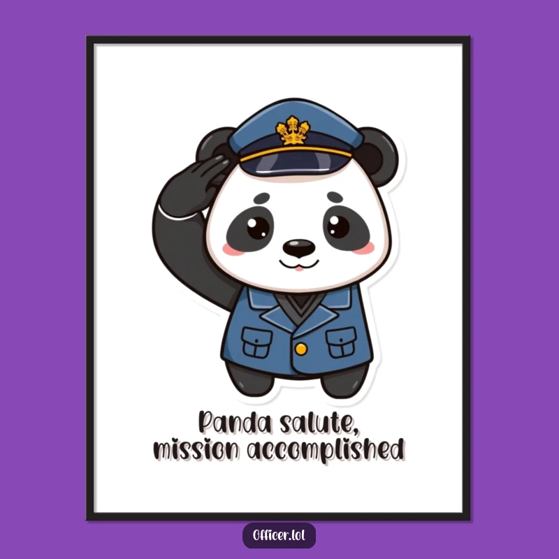 Free Printable Wall Art: Playful Panda Salutes - Uniform Downloadable Art