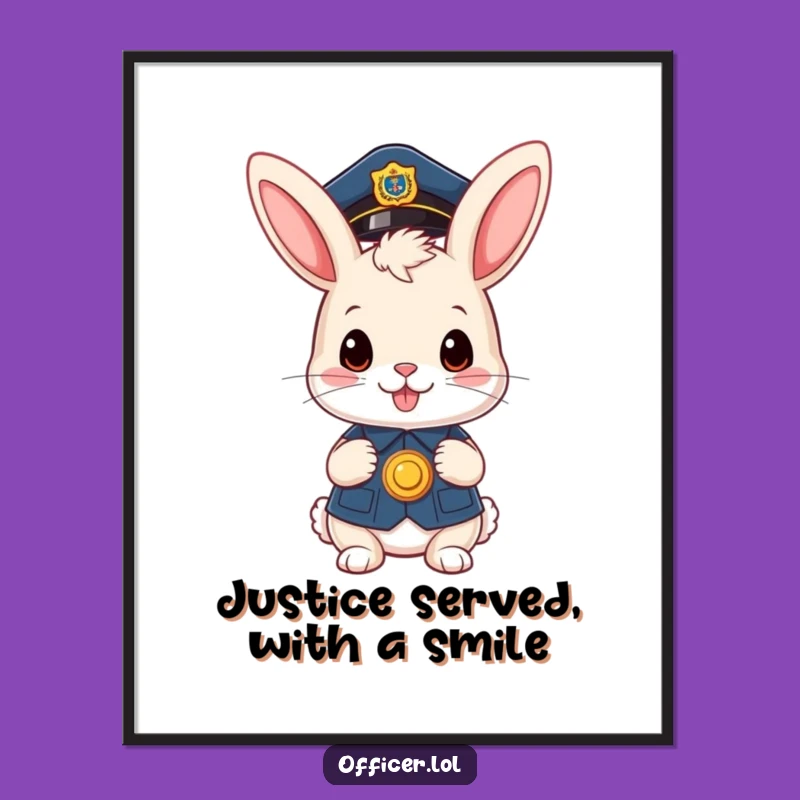 Funny Free Printable Bunny Officer Art: Cute & Proud Downloadable Decor