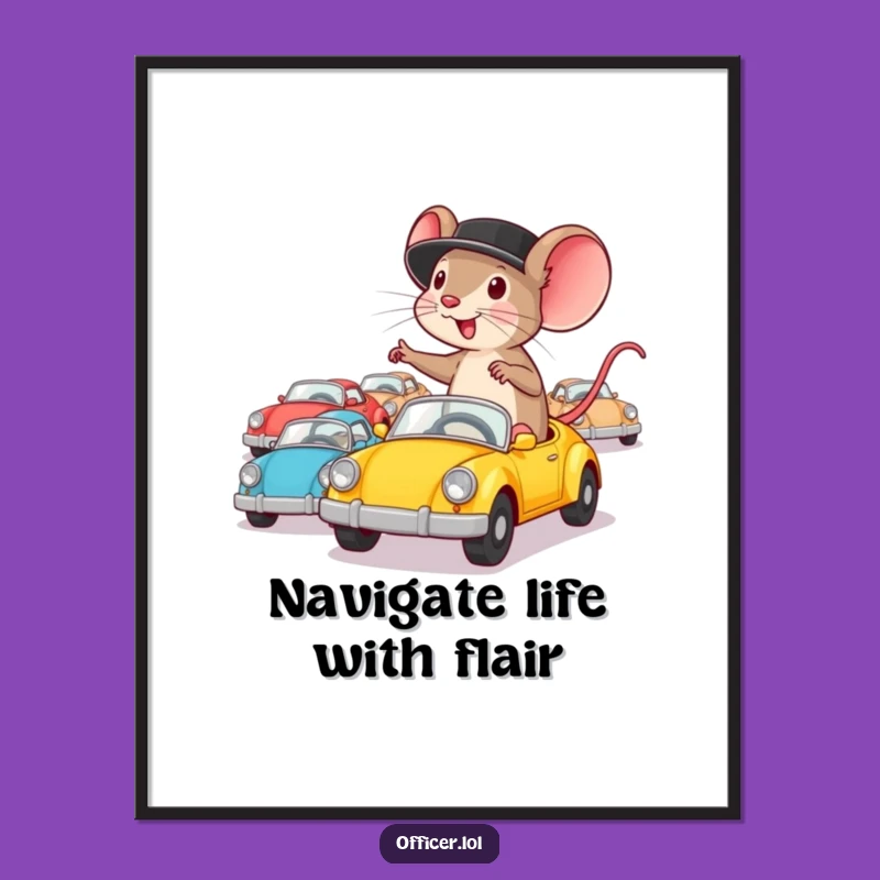 Funny Free Printable Wall Art: Mouse Director & Cars, Quirky Downloadable Decor for Your Space