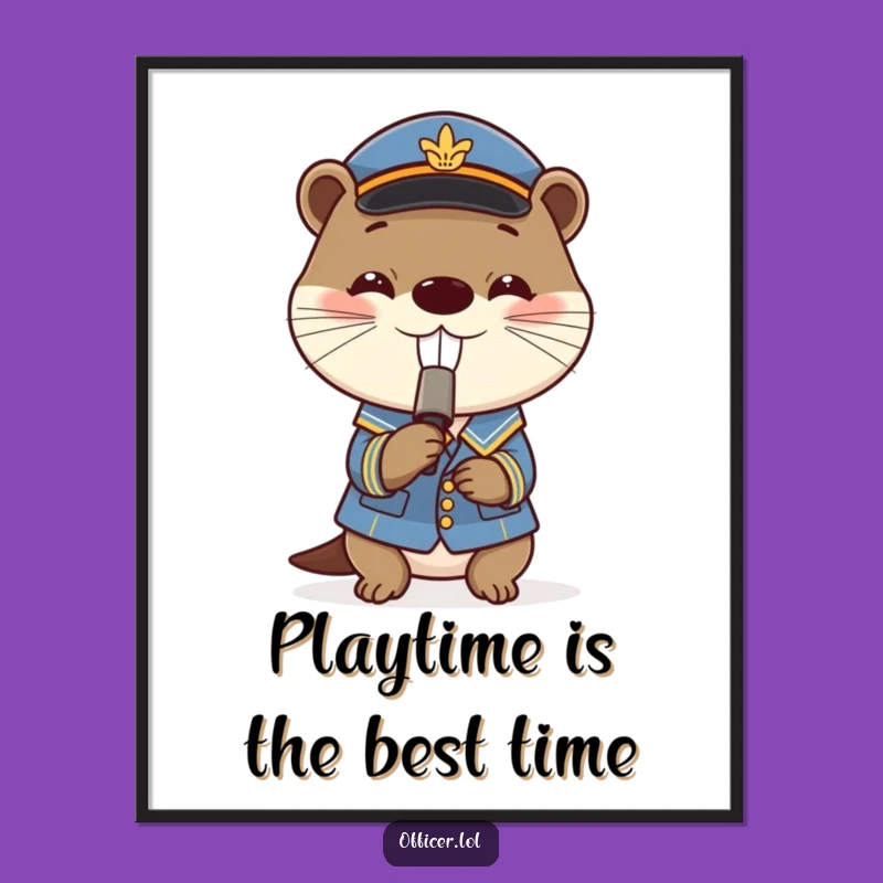 Funny Free Printable Wall Art: Whistling Otter Uniform, Playful Downloadable Decor for Your Space
