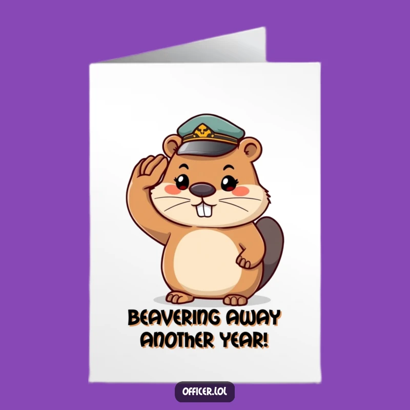 Free Printable Funny Beaver Birthday Card: Determined Salute Card, Downloadable Gift