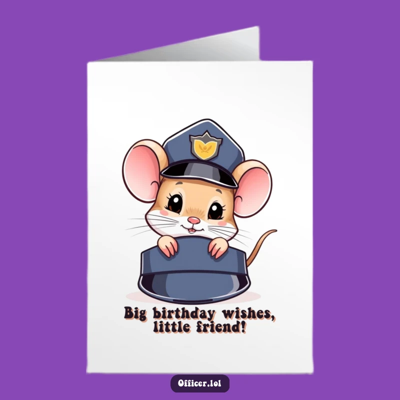 Free Printable Birthday Card: Funny Mouse Cop, Cheerful Downloable Gift for Mystery Lovers