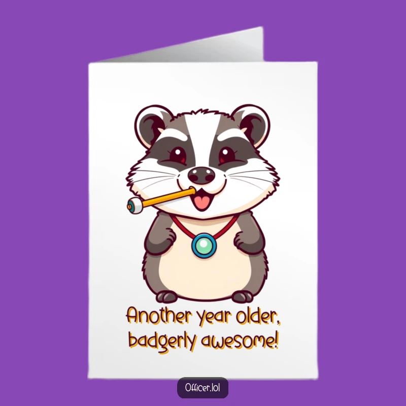 Free Printable Birthday Card: Cheerful Badger Whistle Fun, Hilarious Downloadable Gift!