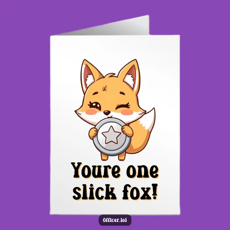 Free Printable Birthday Card: Funny Fox Detective Badge Downloadable Gift