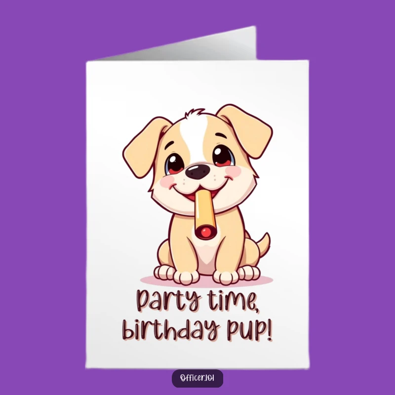 Free Printable Birthday Card: Whistle Puppy - Cheerful Downloadable Gift