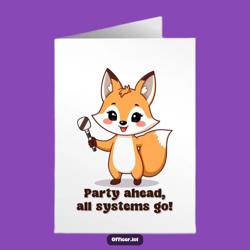 Free Printable Fox Birthday Card: Traffic Director Funny Downloadable Gift