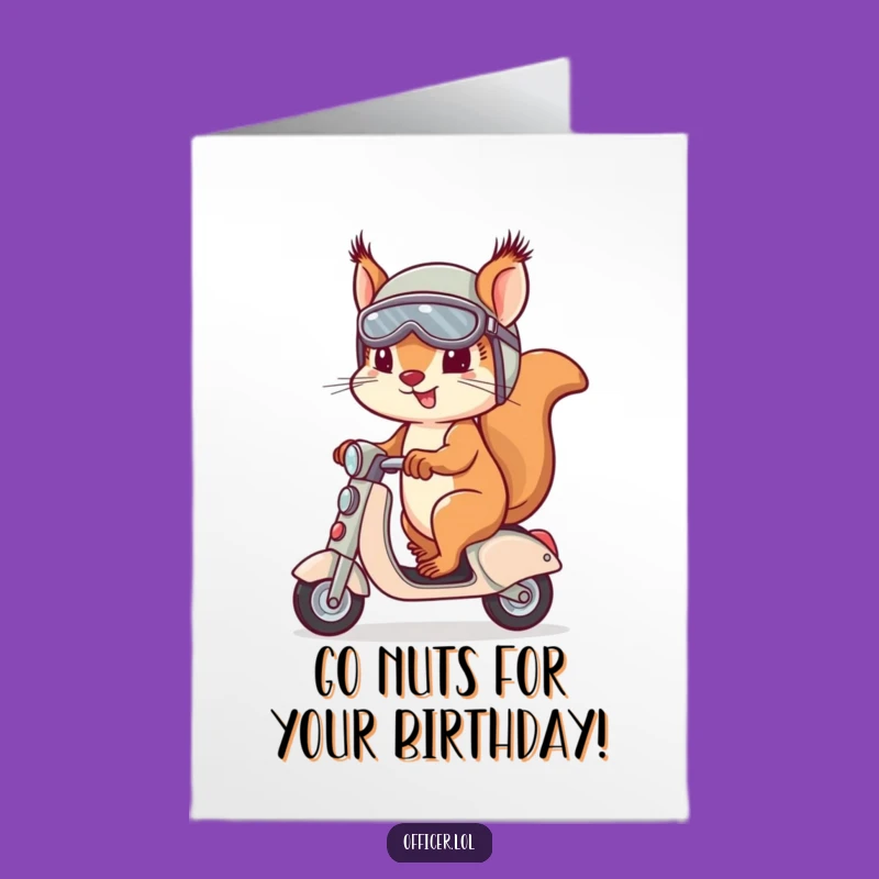 Free Printable Squirrel Birthday Card: Scooter Speed Funny Downloadable Gift