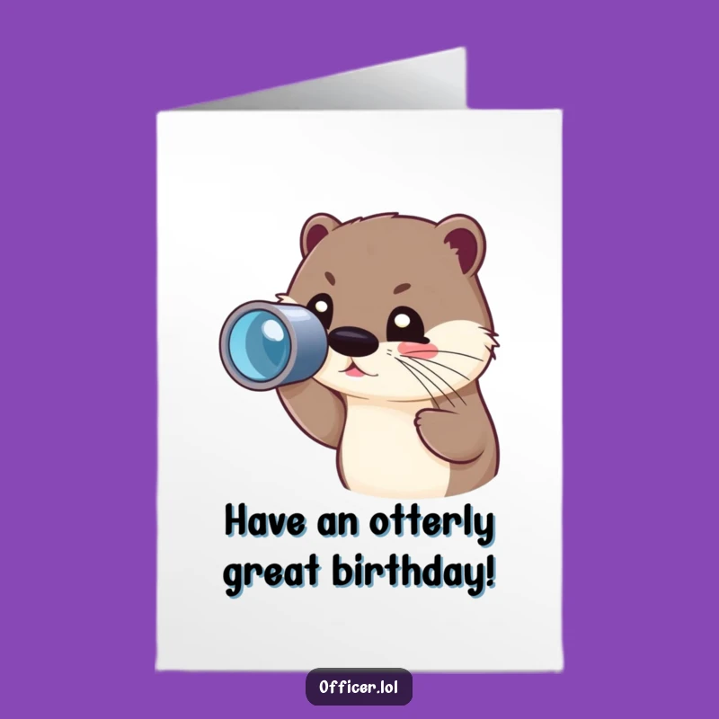 Funny Free Printable Birthday Card: Otter Spyglass, Joyful Downloadable Gift!