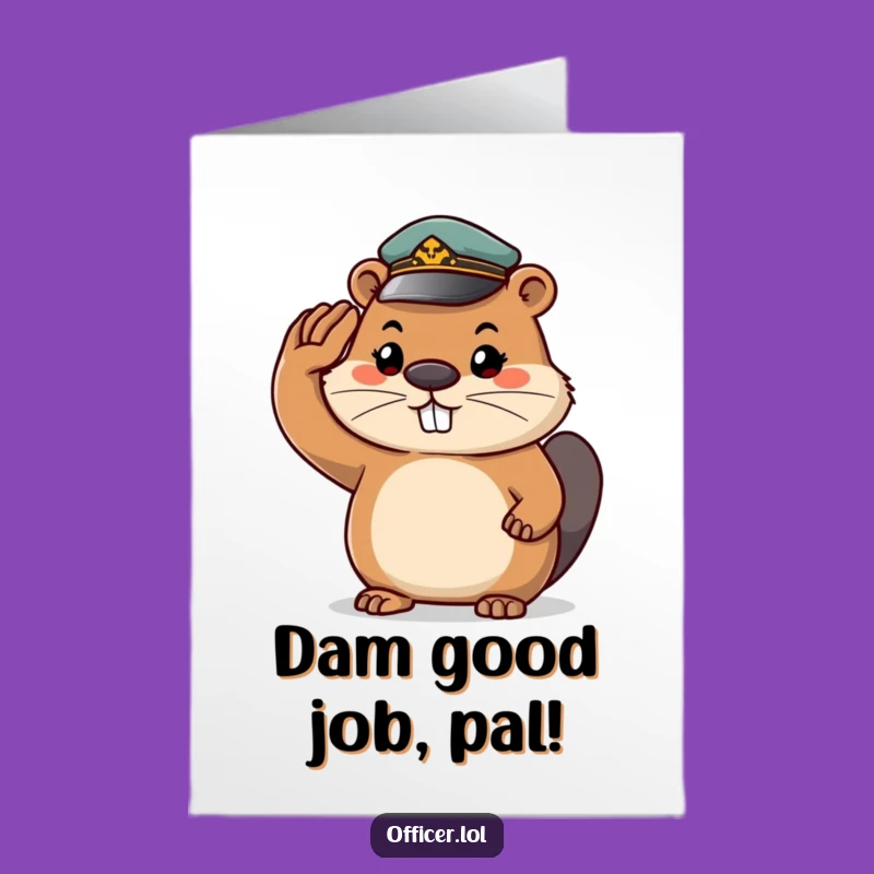 Free Printable Beaver Congratulations Card: Determined Salute, Downloadable Gift for Success