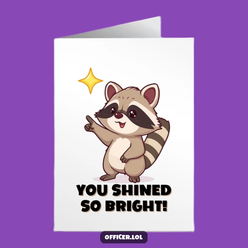Free Printable Congrats Card: Raccoon Star Pointer, Inspiring Downloadable Gift!