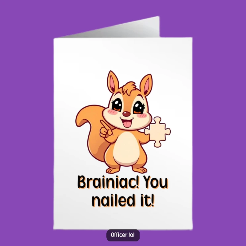 Free Printable Squirrel Card: Solved Puzzle Congrats for a Brilliant Achievement