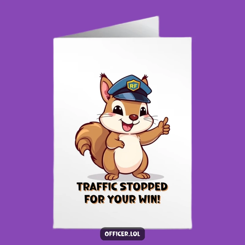 Free Printable Squirrel Congrats Card: Funny Officer Squirrel Downloadable Greeting
