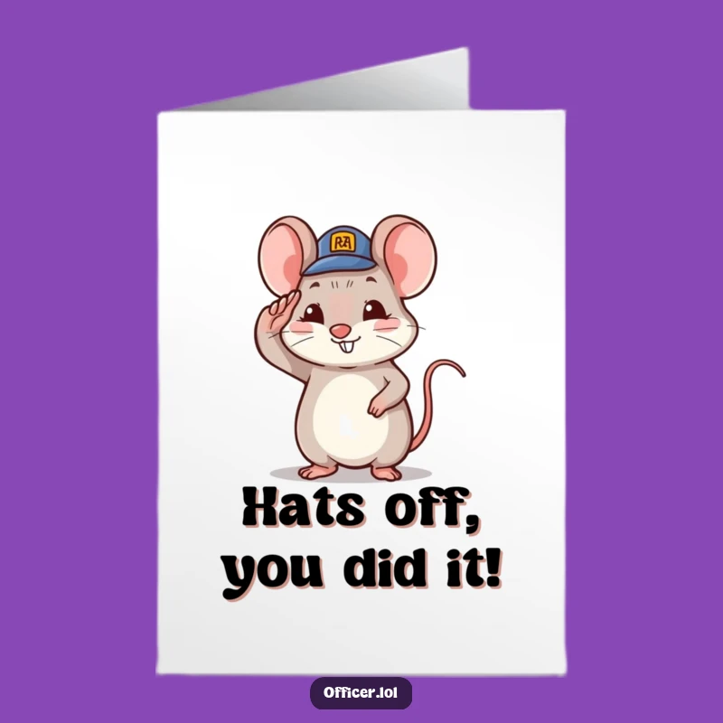 Free Printable Mouse Card: Proud Salute Congratulations for Triumphant Moments