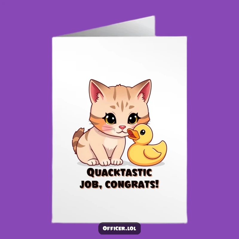 Free Printable Congrats Card: Funny Cat Detective Duck Case Downloadable