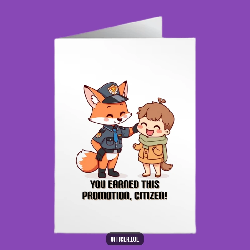 Free Printable Fox Officer Congrats Card: Hilarious Downloadable for Big Wins