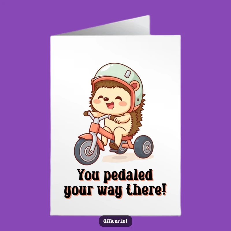 Free Printable Congrats Card: Hedgehog's Winning Ride! Funny Downloadable Gift