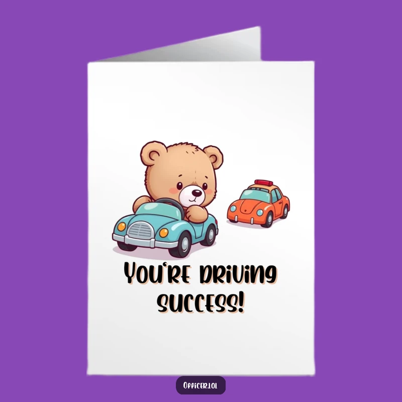 Free Printable Congrats Card: Bear Cub Toy Car Success Drive