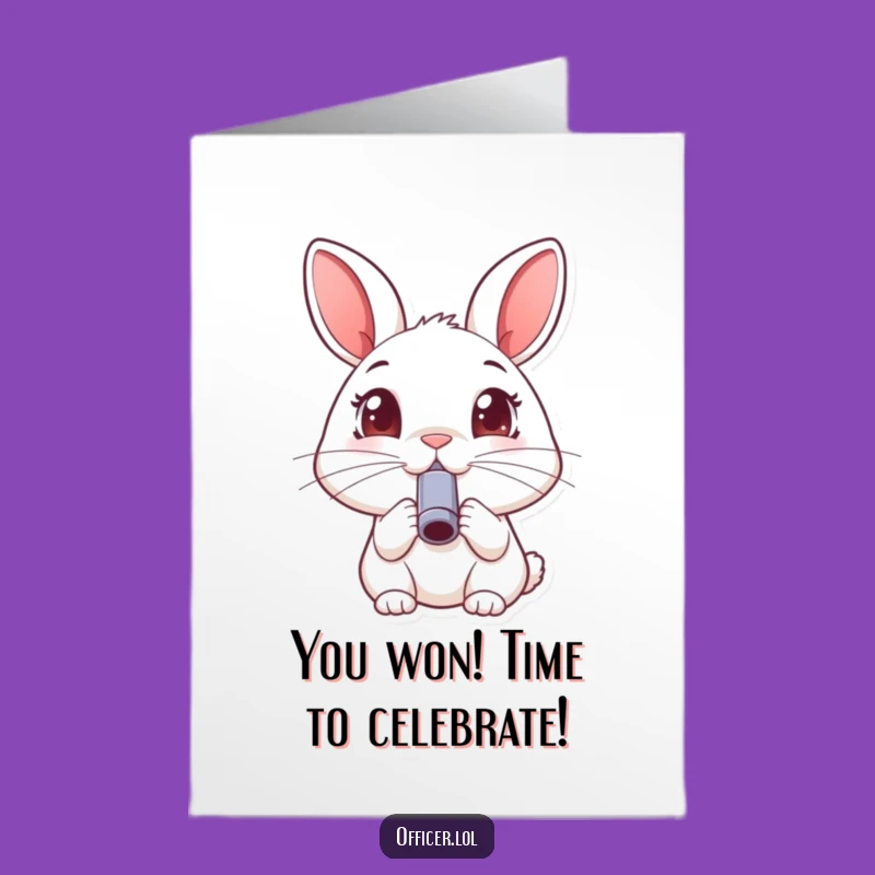 Free Printable Rabbit Congrats Card: Whistle While You Celebrate Funny Gift