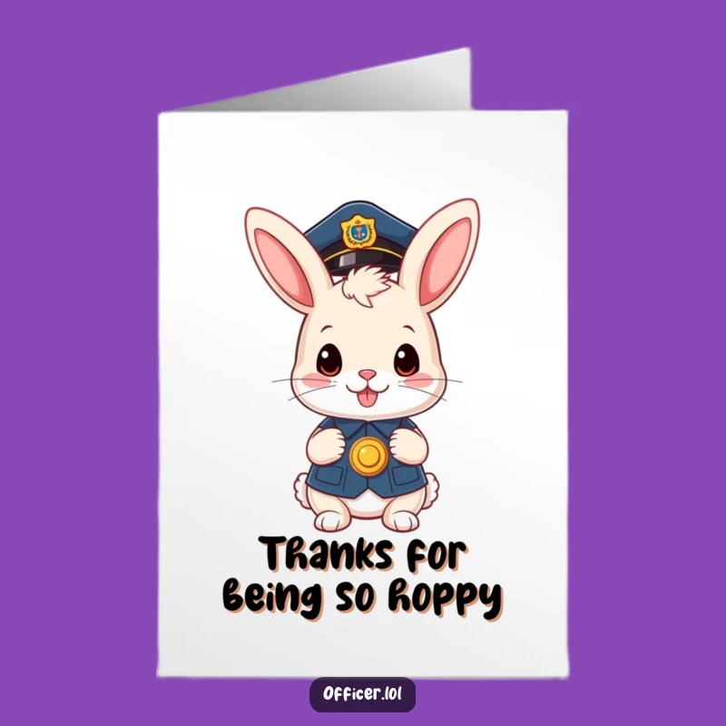 Cute Bunny Officer Thank You Card: Free Printable, Proud Downloadable