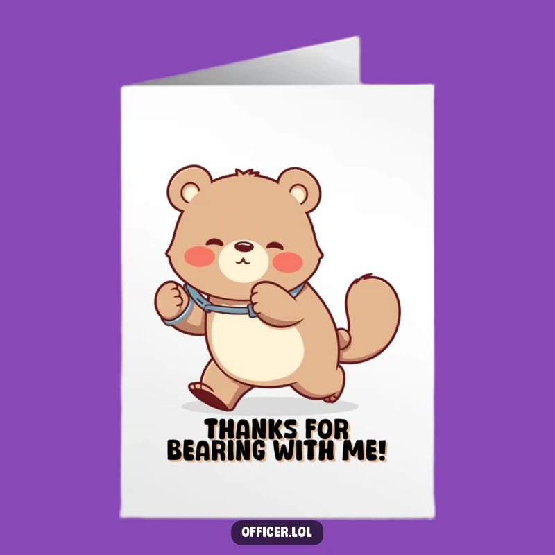 Free Printable Funny Bear Thank You Card: Whimsical Handcuffed Bear Download