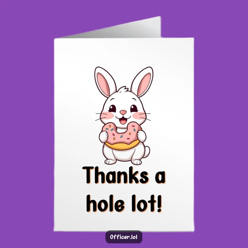 Free Printable Rabbit Thank You Card: Sweet Donut Gratitude Download