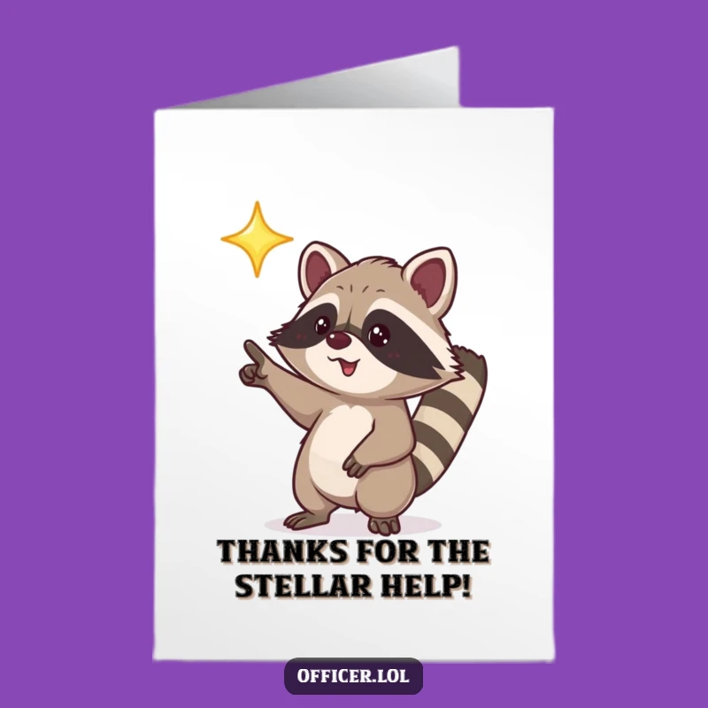 Funny Free Printable Thank You Card: Raccoon Star Pointer, Grateful Downloadable Gift!
