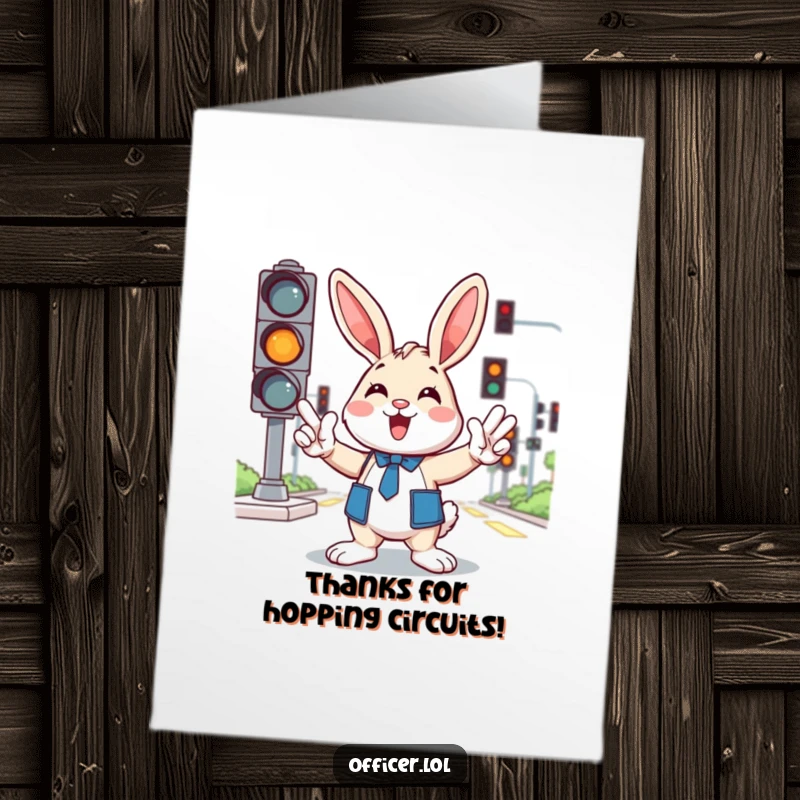 Funny Free Printable Thank You Card: A cheerful bunny directs gratitude, enthusiastically gesturing for thanks.